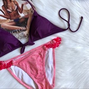 Victoria’s Secret Tie Halter Acrylic Link Swirl VS Bikini Set XS S